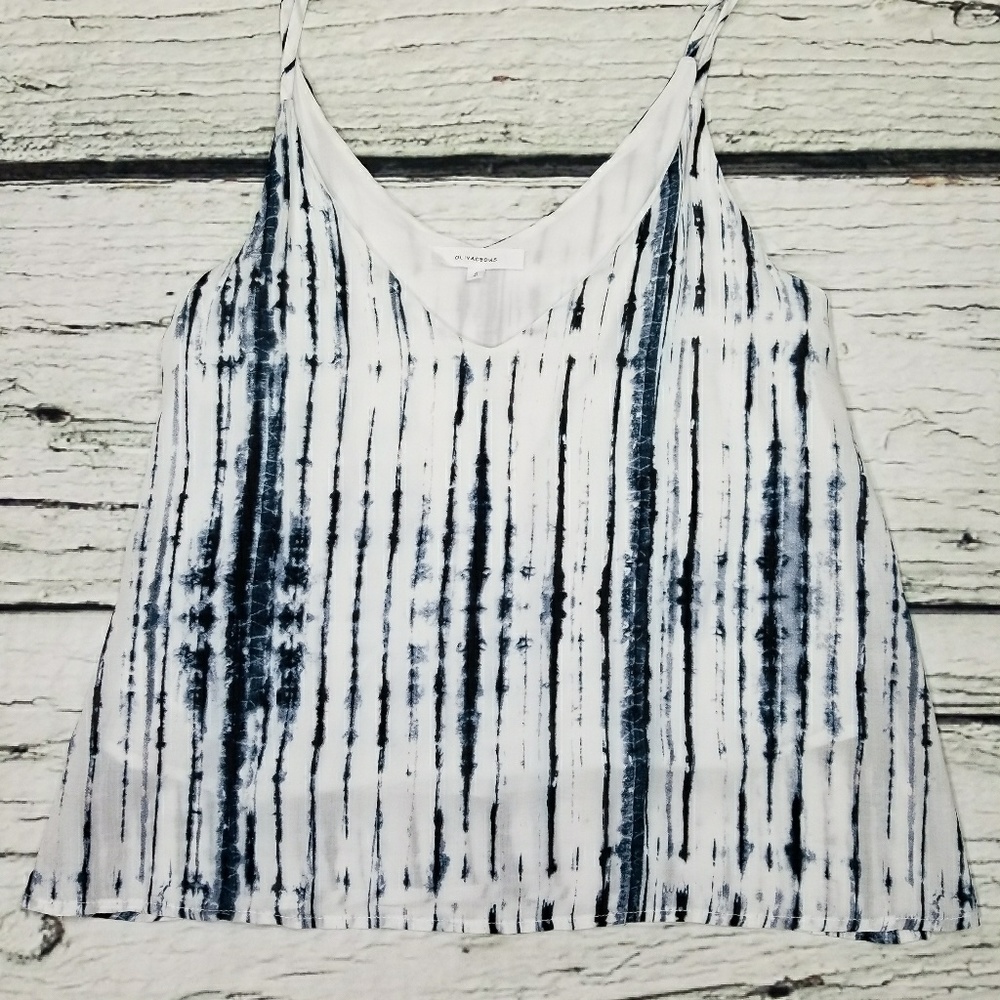 Olivaceous Navy/White Acid Washed Sleeveles Top